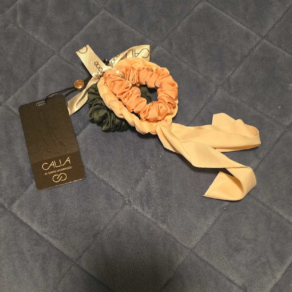 Calia Pink And Gray Hair Satin Scrunchies Scruchie Tie Set New NWT
